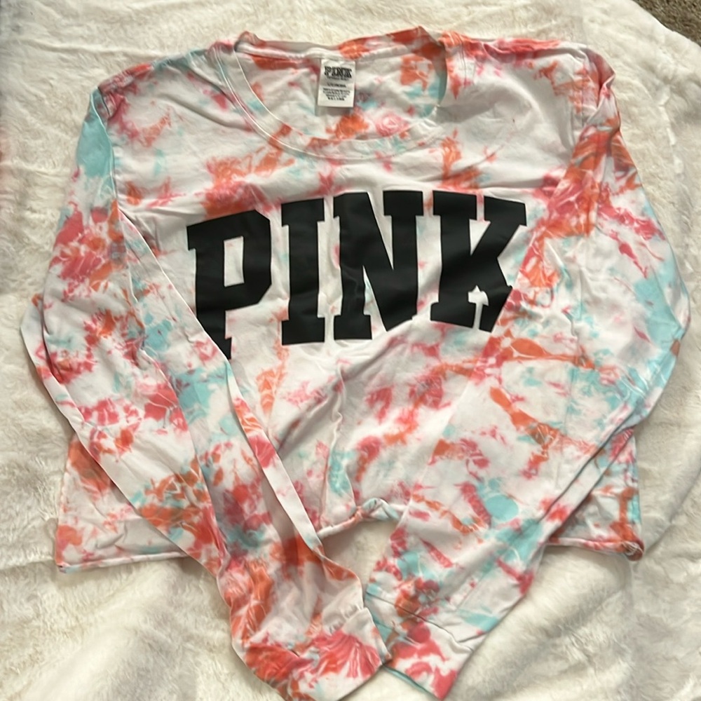 PINK Cropped Long Sleeve Tee